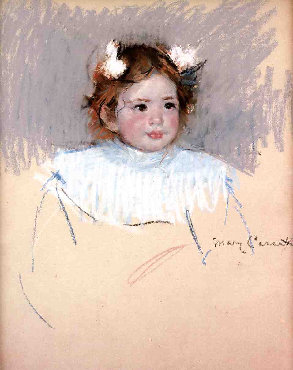 Ellen with Bows in Her Hair, Looking Right - Mary Cassatt Painting on Canvas
